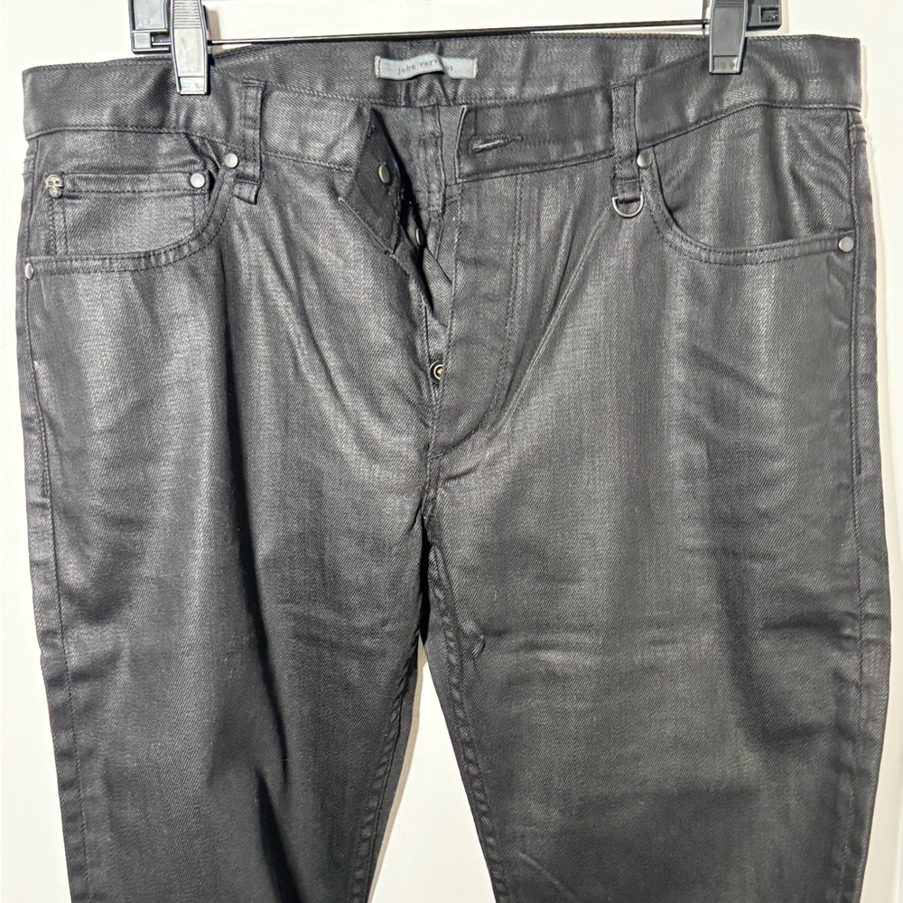 John Varvatos Gray Slim Jeans with Glossy Finish